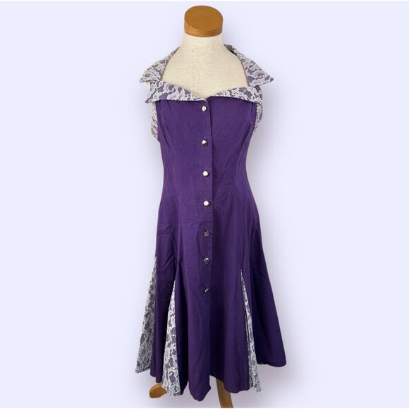 Vintage 80s Lilia Smitty Exclusive Dress Size 11/12 Purple Sleeveless Rockabilly - Picture 1 of 7